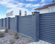 Fence Blinds Exclusive 7 Modern residential area with contemporary metal fence and landscaped walkway